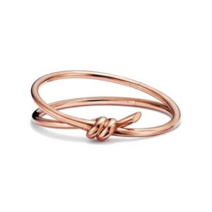 Tiffany Knot Double Row Hinged Bangle in Rose Gold