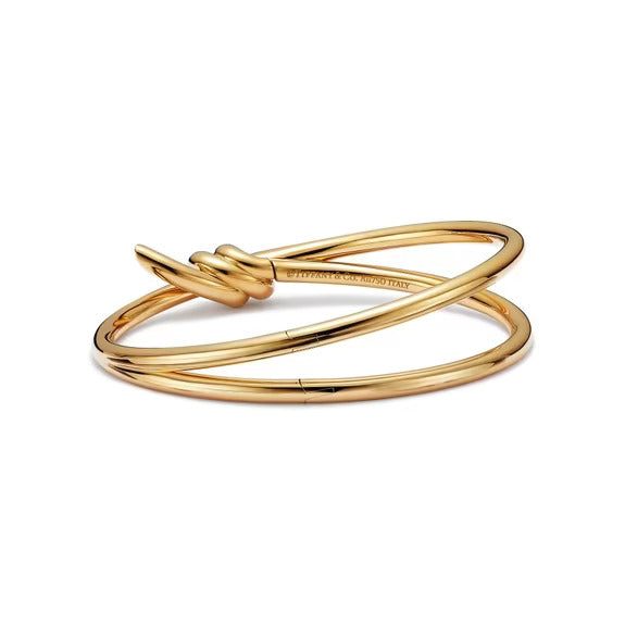 Tiffany Knot Double Row Hinged Bangle in Yellow Gold - Image 4