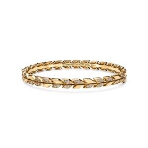Tiffany Victoria® Vine Hinged Bangle in Yellow Gold with Diamonds