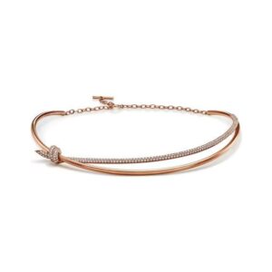 Tiffany Double Row Necklace in Rose Gold with Diamonds