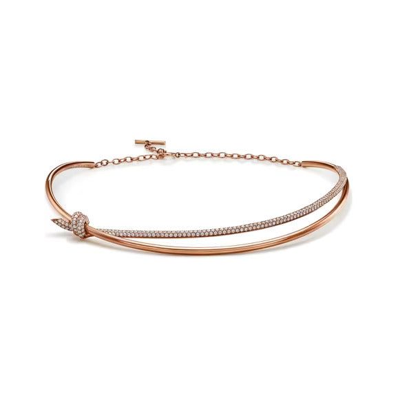 Tiffany Double Row Necklace in Rose Gold with Diamonds