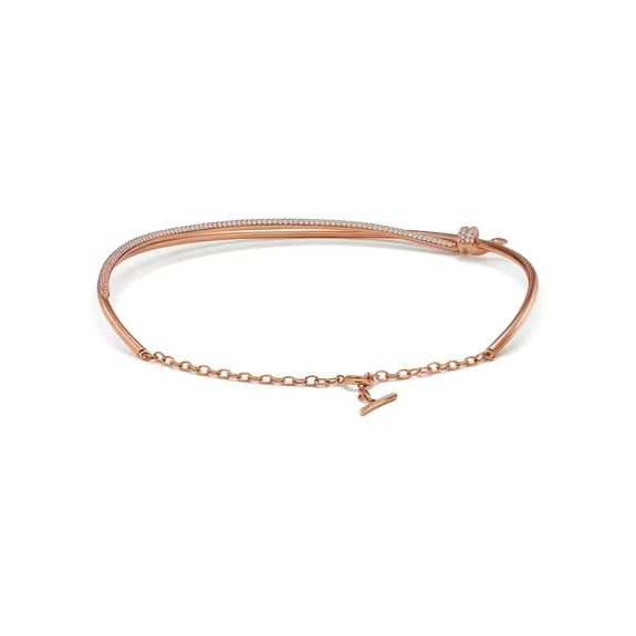 Tiffany Double Row Necklace in Rose Gold with Diamonds - Image 3