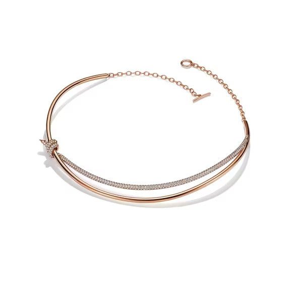 Tiffany Double Row Necklace in Rose Gold with Diamonds - Image 4