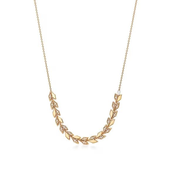 Tiffany Vine East West Pendant in Yellow Gold with Diamonds