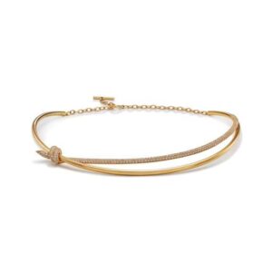 Tiffany Double Row Necklace in Yellow Gold with Diamonds