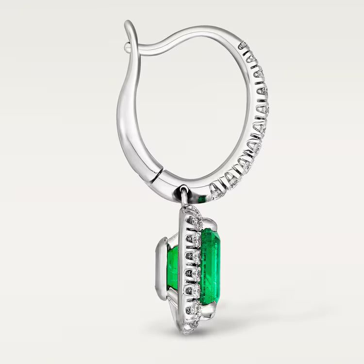 Cartier Destinée sleeper earrings, 2 emerald-cut emeralds, paved - Image 4