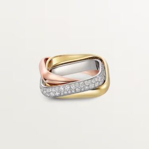 Cartier Trinity ring, cushion-shaped, medium model, half-paved