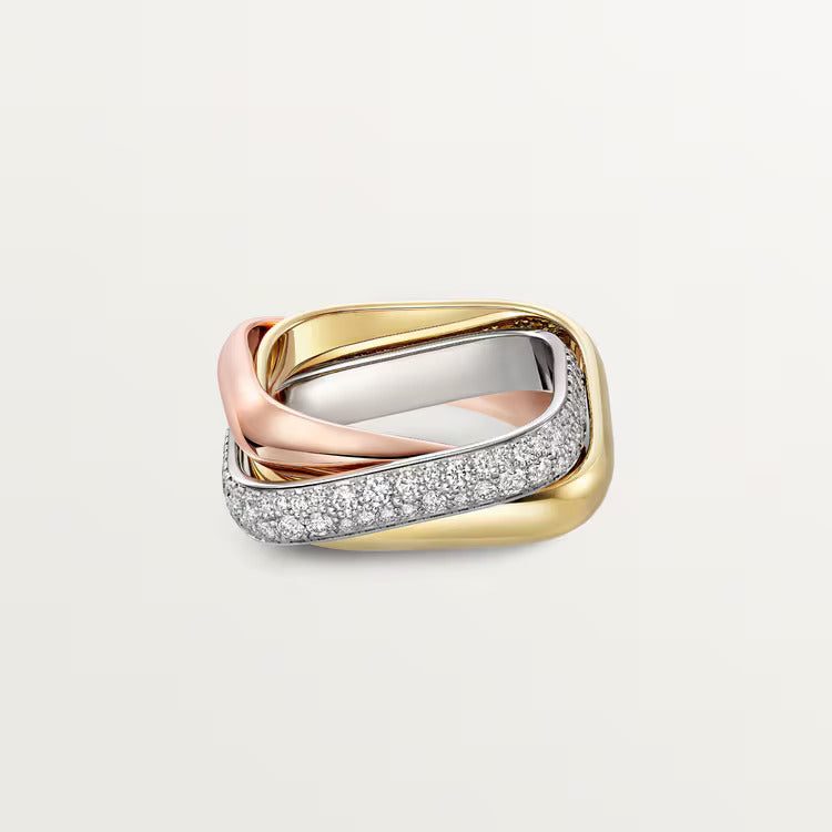 Cartier Trinity ring, cushion-shaped, medium model, half-paved