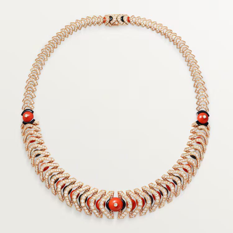 Cartier Géometrie & Contrastes necklace, coral, paved