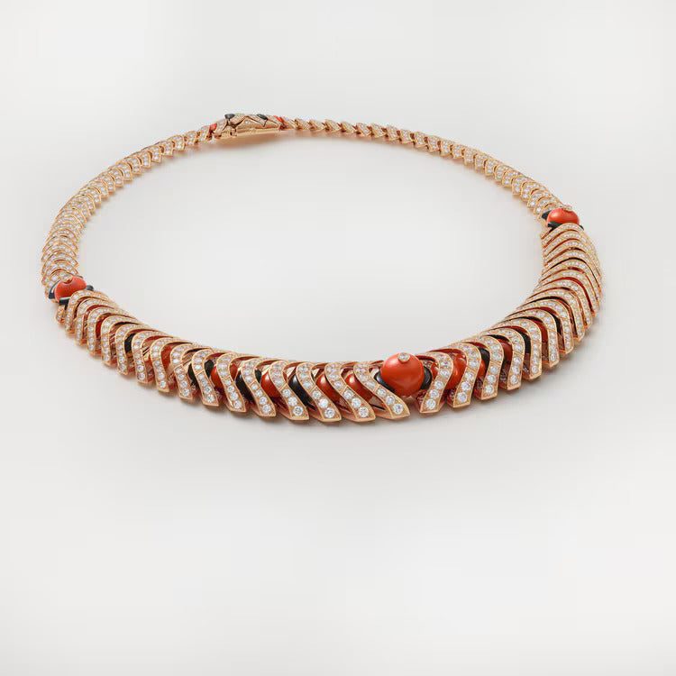 Cartier Géometrie & Contrastes necklace, coral, paved - Image 4