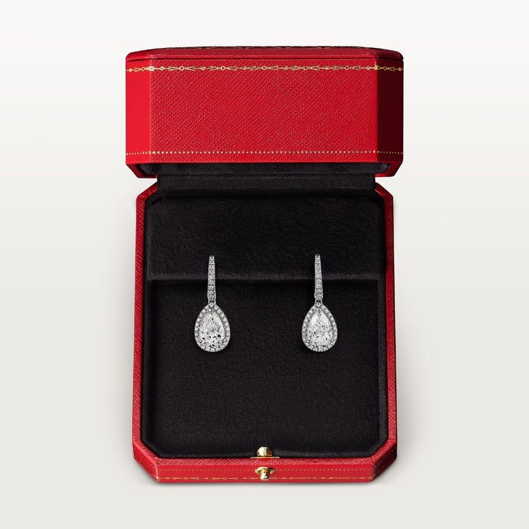 Cartier Destinée sleeper earrings, 2 pear-shaped diamonds, paved - Image 2