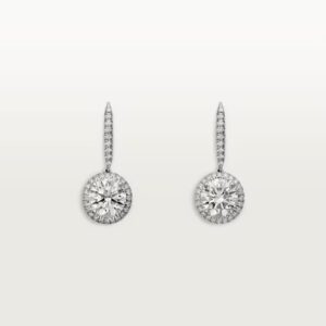 Cartier Destinée sleeper earrings, 2 brilliant-cut diamonds, paved