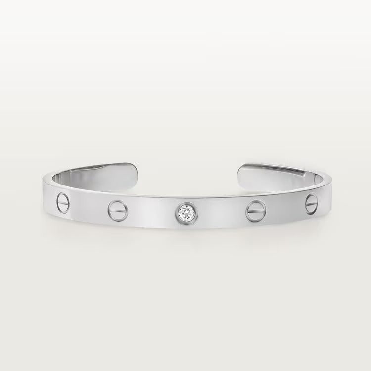 Cartier LOVE cuff, open, classic model, 1 diamond