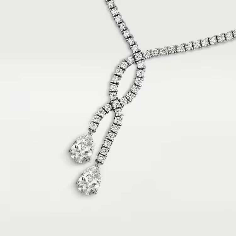 Cartier Long necklace, 2 pear-cut diamonds, paved - Image 3
