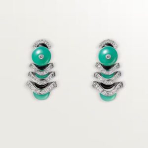 Cartier Géometrie & Contrastes earrings, chrysoprase, paved
