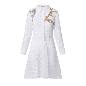 Louis Vuitton Chain Motif Lace Shirt Dress