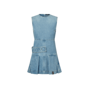 Louis Vuitton Denim Button Tab Pleat Dress