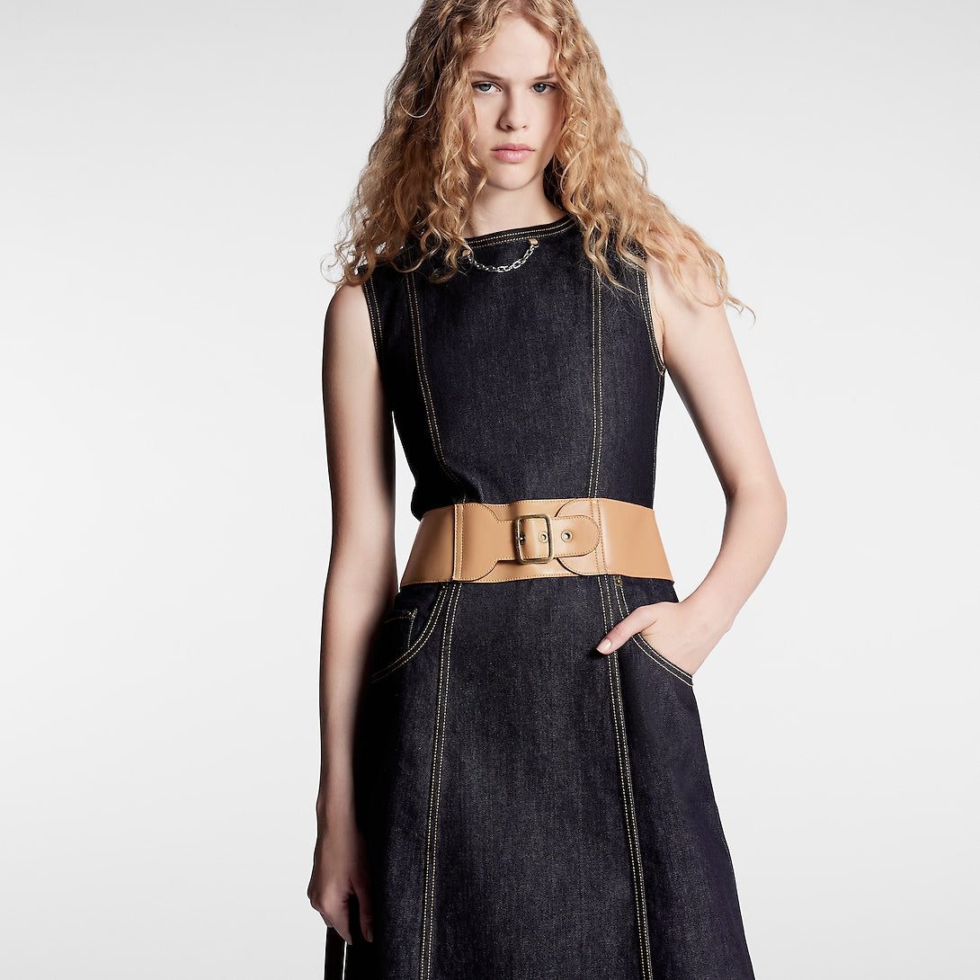 Louis Vuitton Eyelet Belt Denim Dress - Image 3