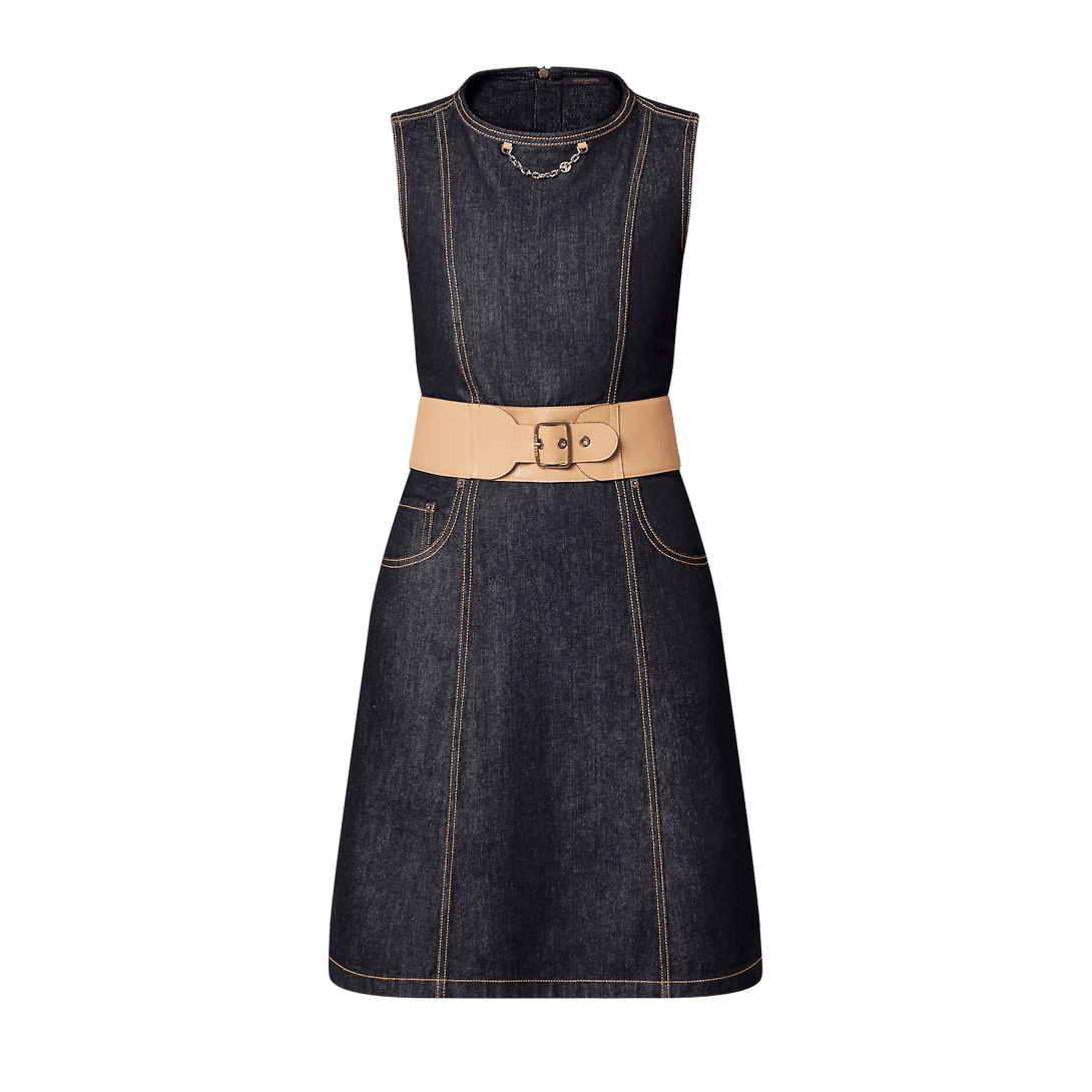 Louis Vuitton Eyelet Belt Denim Dress