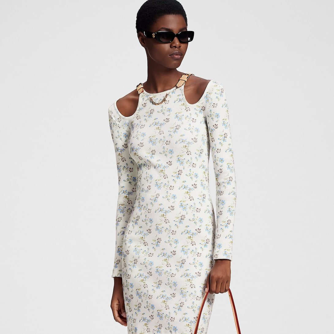 Louis Vuitton Floral Print Eyelet Strap Dress - Image 3