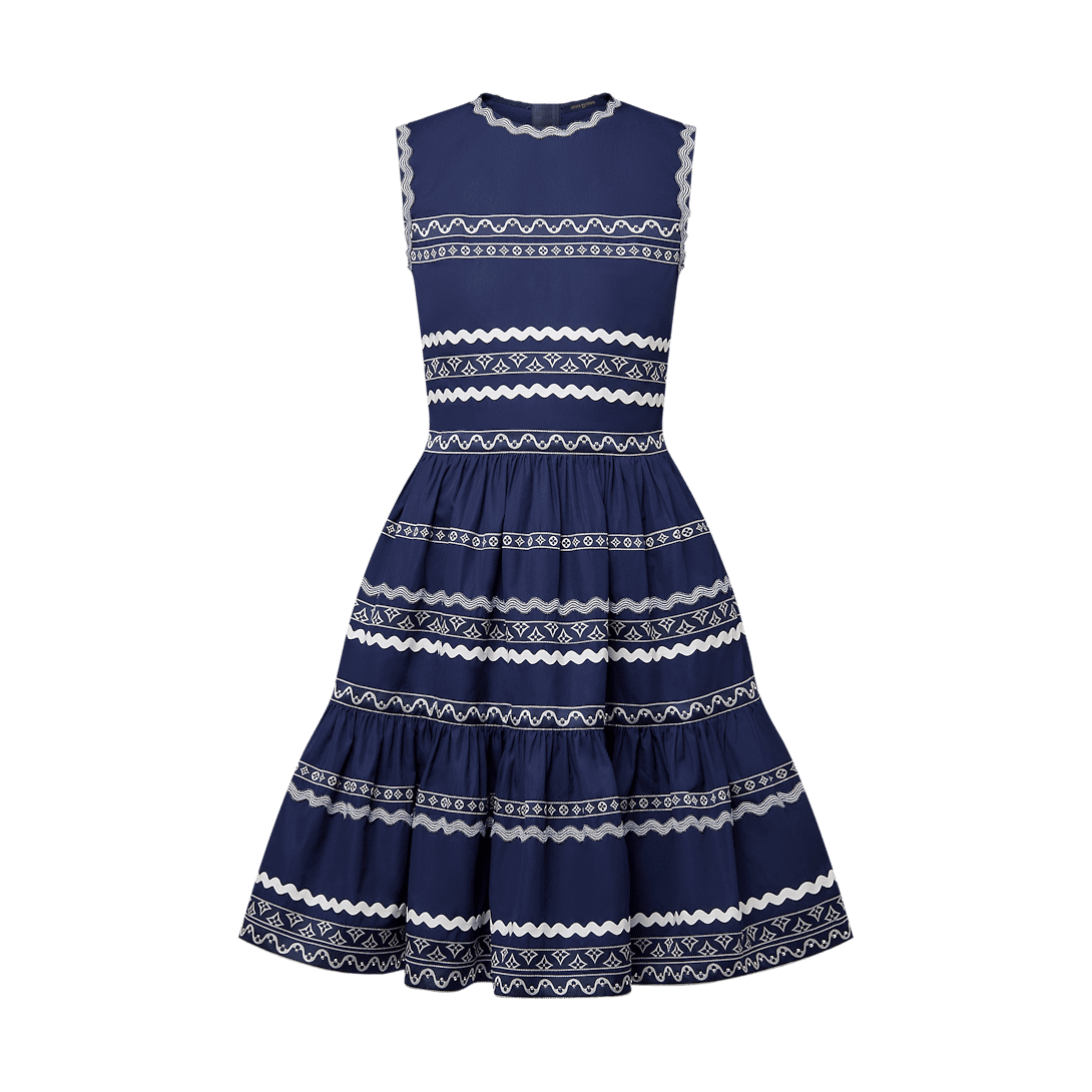 Louis Vuitton Graphic Trim Tiered Dress
