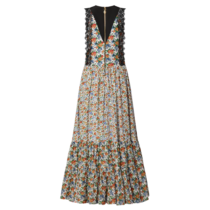 Louis Vuitton Lace Trim Mixed Floral Dress