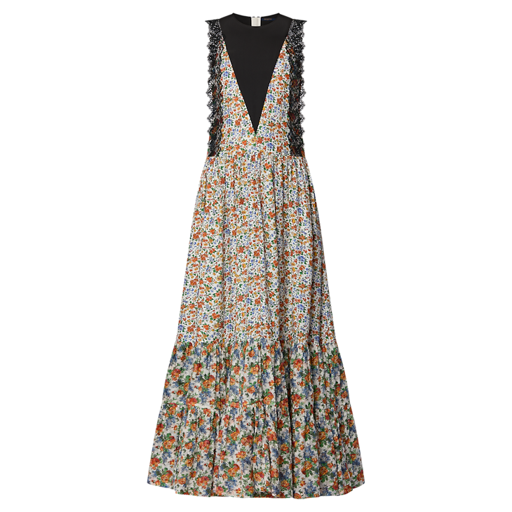 Louis Vuitton Lace Trim Mixed Floral Dress - Image 3
