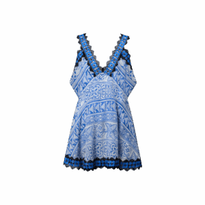 Louis Vuitton Lace Trim Monogram Tile Dress