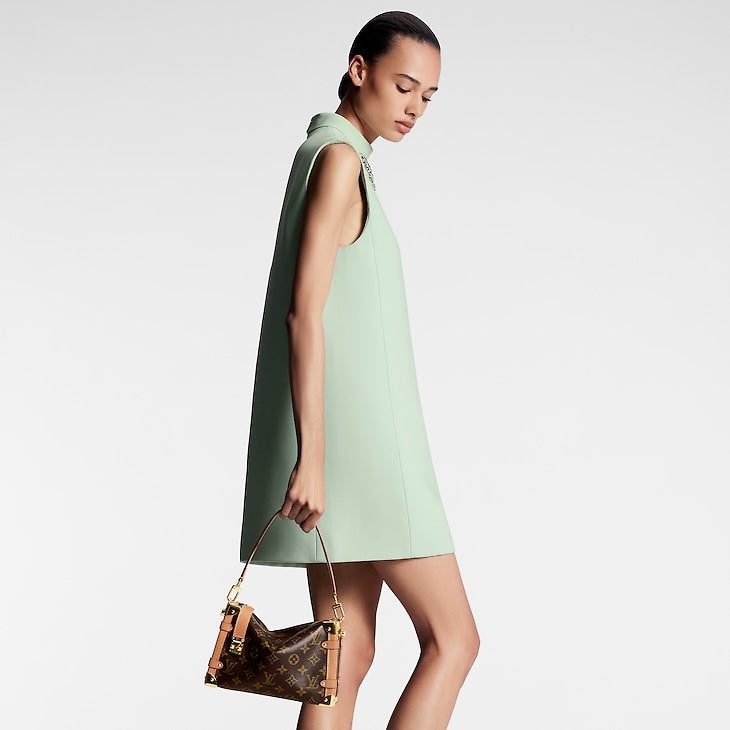 Louis Vuitton Leather Boutis Dress W/ See-through Yoke - Image 3