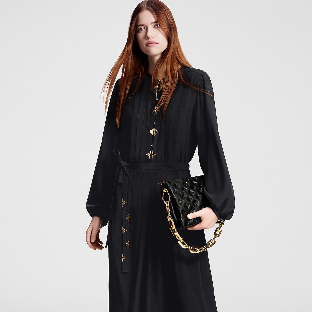 Louis Vuitton Monogram Accent Pleat Dress - Image 3