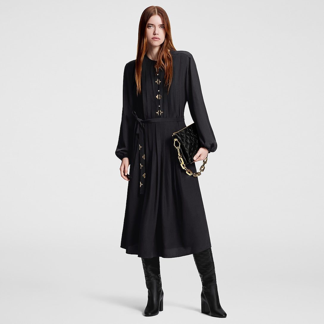 Louis Vuitton Monogram Accent Pleat Dress - Image 4