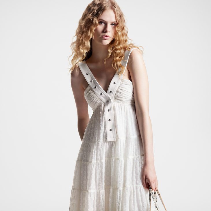 Louis Vuitton Monogram Fil Coupé Snap Button Strap Dress - Image 3