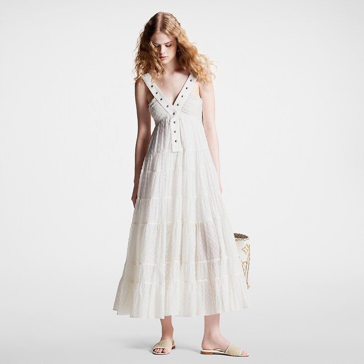 Louis Vuitton Monogram Fil Coupé Snap Button Strap Dress - Image 4