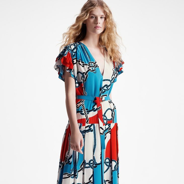 Louis Vuitton Nautical Print Butterfly Sleeve Dress - Image 3