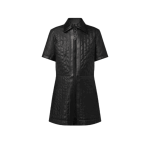 Louis Vuitton Pinstripe Leather Zip-Up Dress