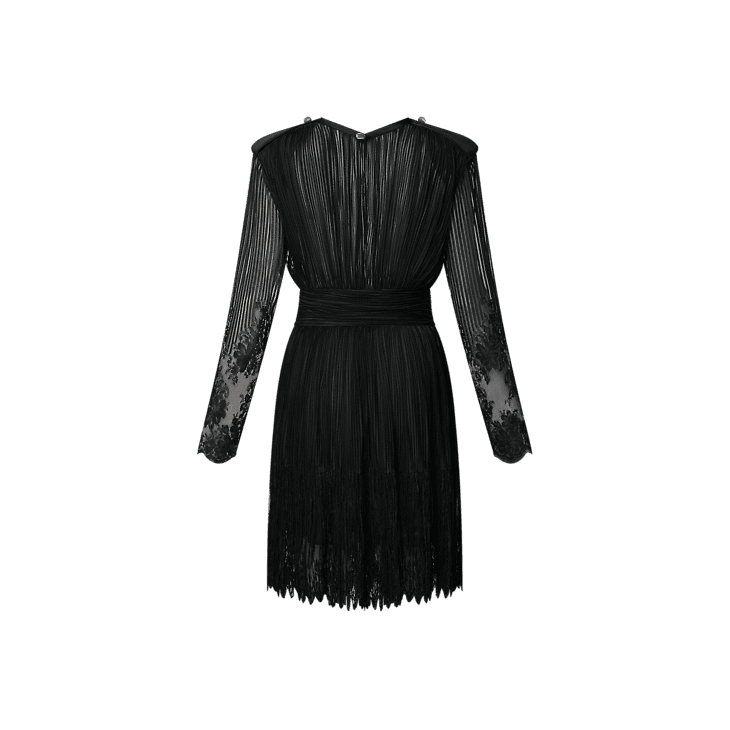 Louis Vuitton Sheer Striped Floral Lace Dress