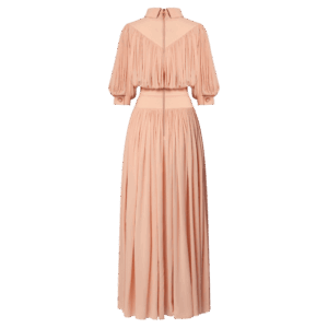 Louis Vuitton Topstitch Detail Gathered Silk Dress