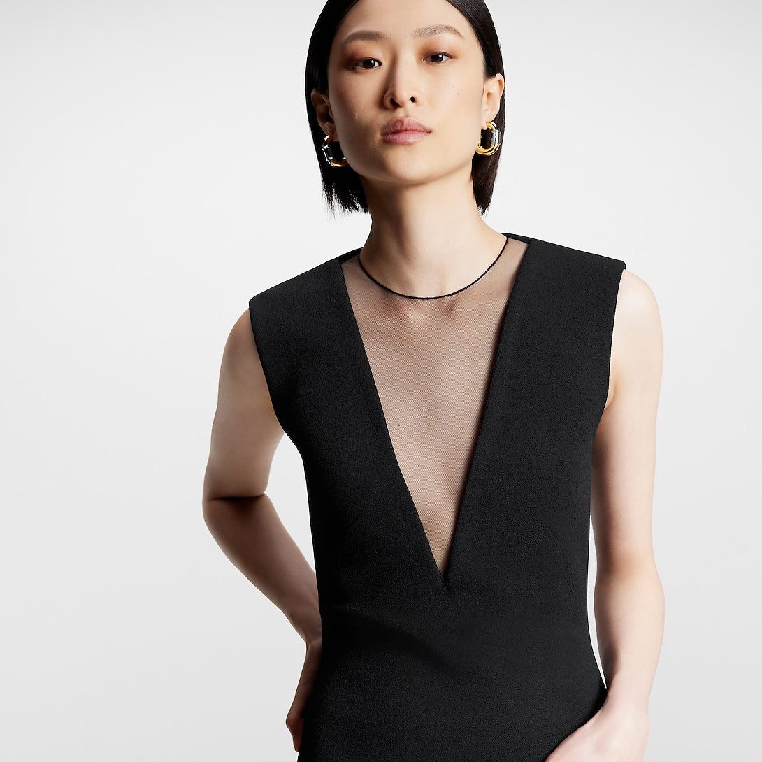 Louis Vuitton Tulle Insert Fitted Dress - Image 4