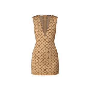 Louis Vuitton Tulle Insert Monogram Jacquard Dress