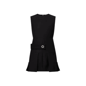 Louis Vuitton Wool-Silk Button Tab Pleat Dress