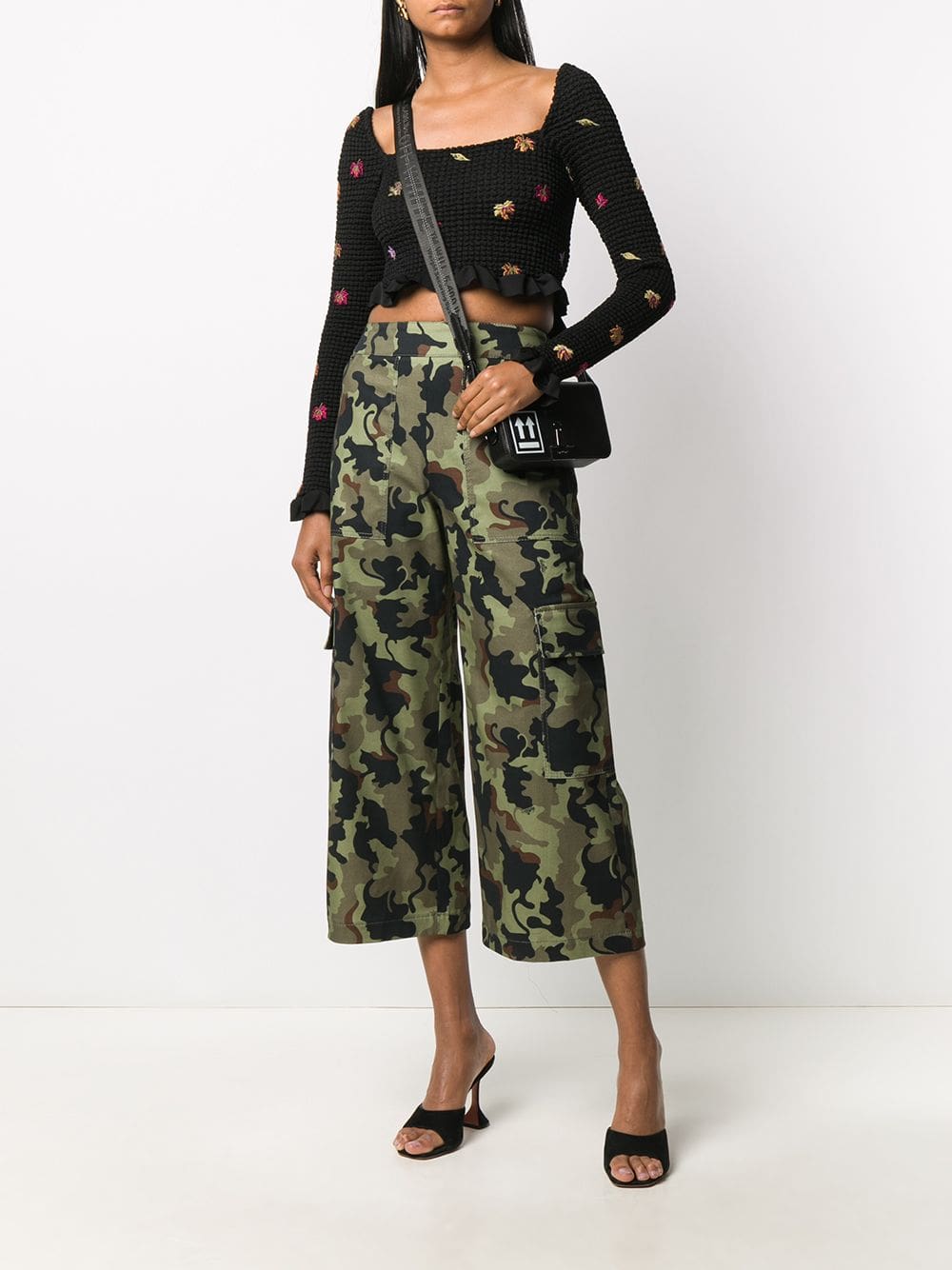 Off-White embroidered-leaves cropped top - Image 2