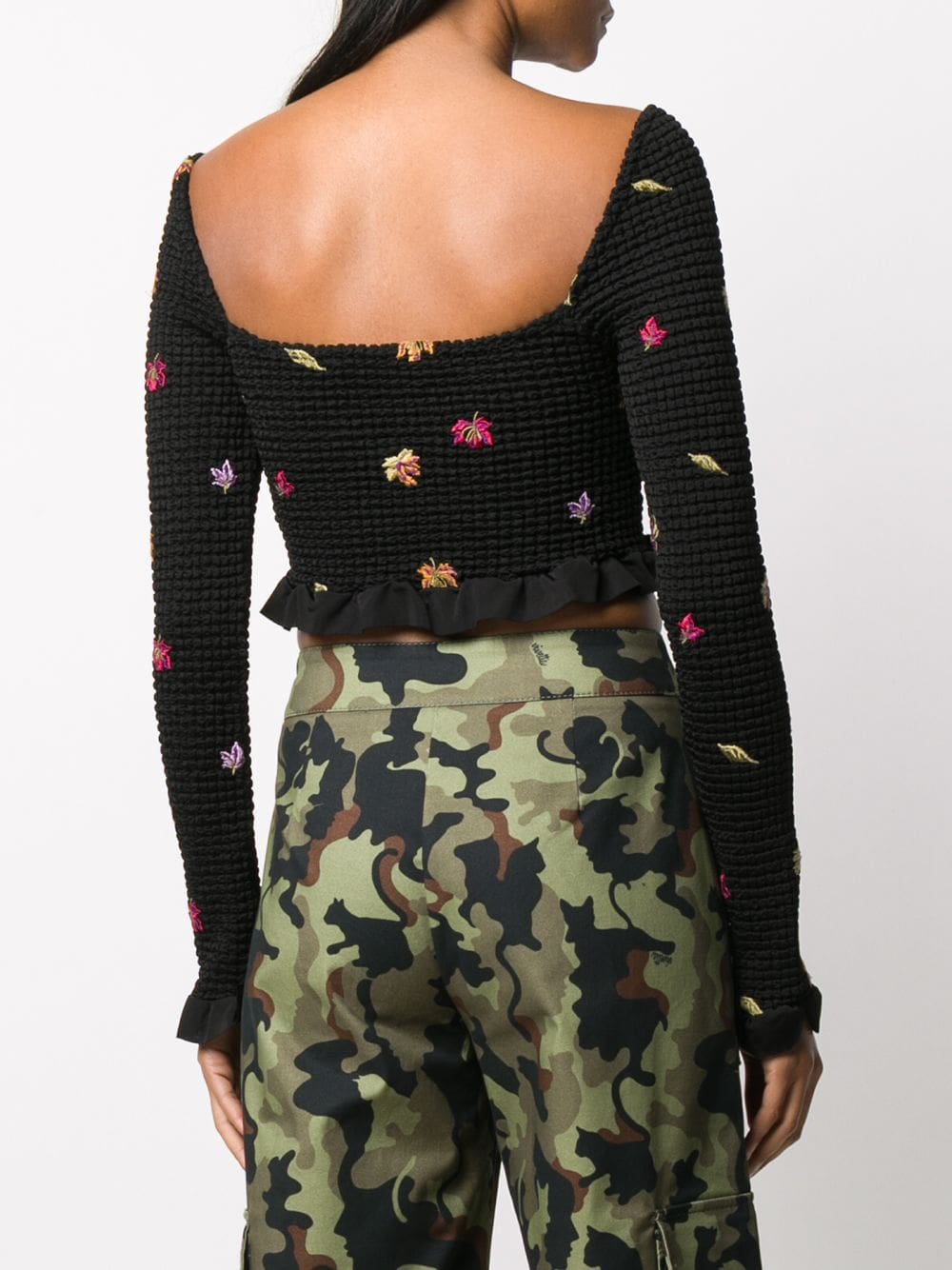 Off-White embroidered-leaves cropped top - Image 4