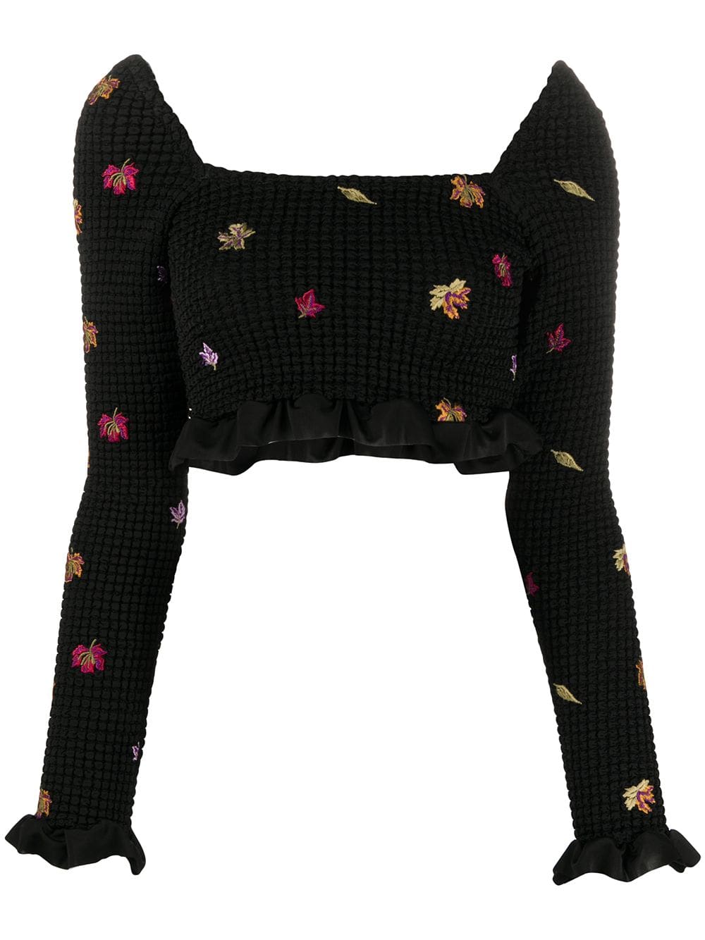 Off-White embroidered-leaves cropped top