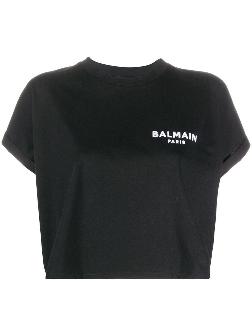 Balmain logo-embroidered cropped T-shirt