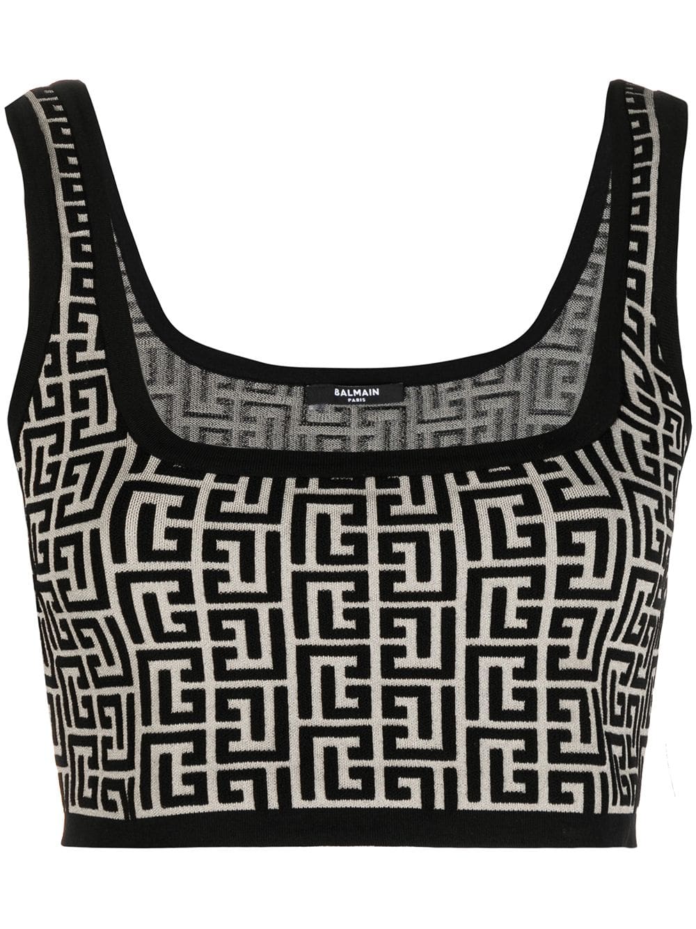 Balmain cropped monogram jacquard vest top