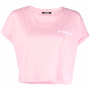 Balmain  logo-print cropped T-shirt
