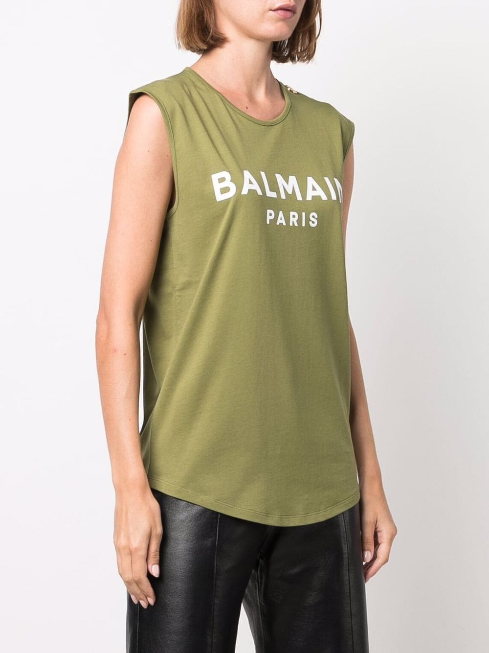 Balmain button-embellished logo tank top - Image 3