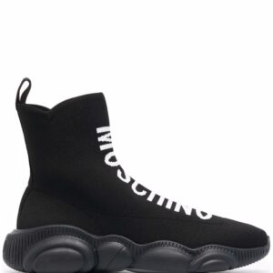 Moschino logo intarsia-knit high-top sneakers