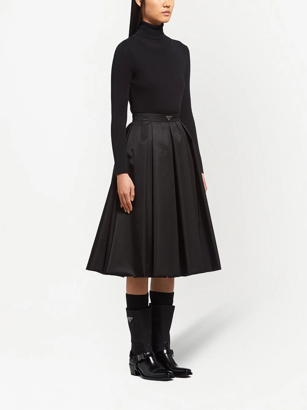 Prada Re-Nylon logo-plaque midi skirt - Image 3