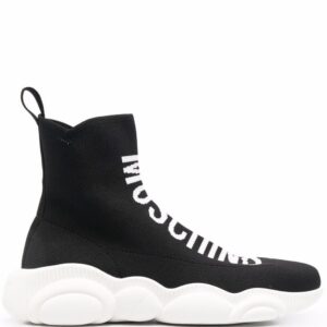 Moschino logo intarsia-knit high-top sneakers